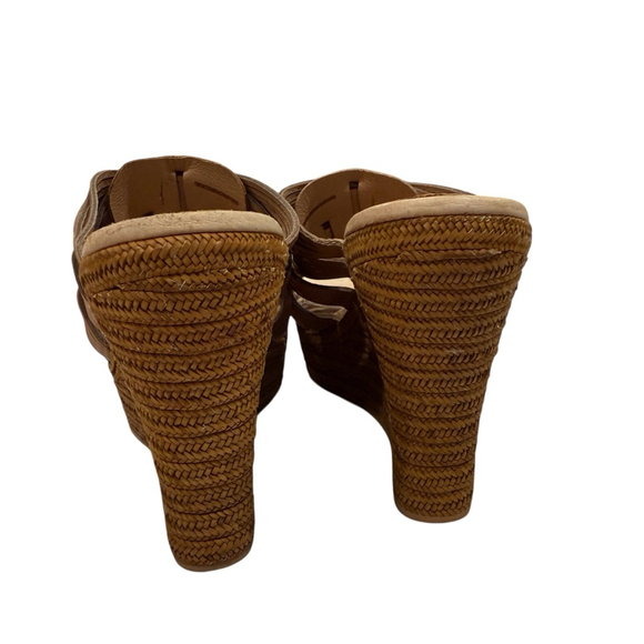 UGG Brown Leather Melinda Wedge Sandals Size 10 - Picture 11 of 11